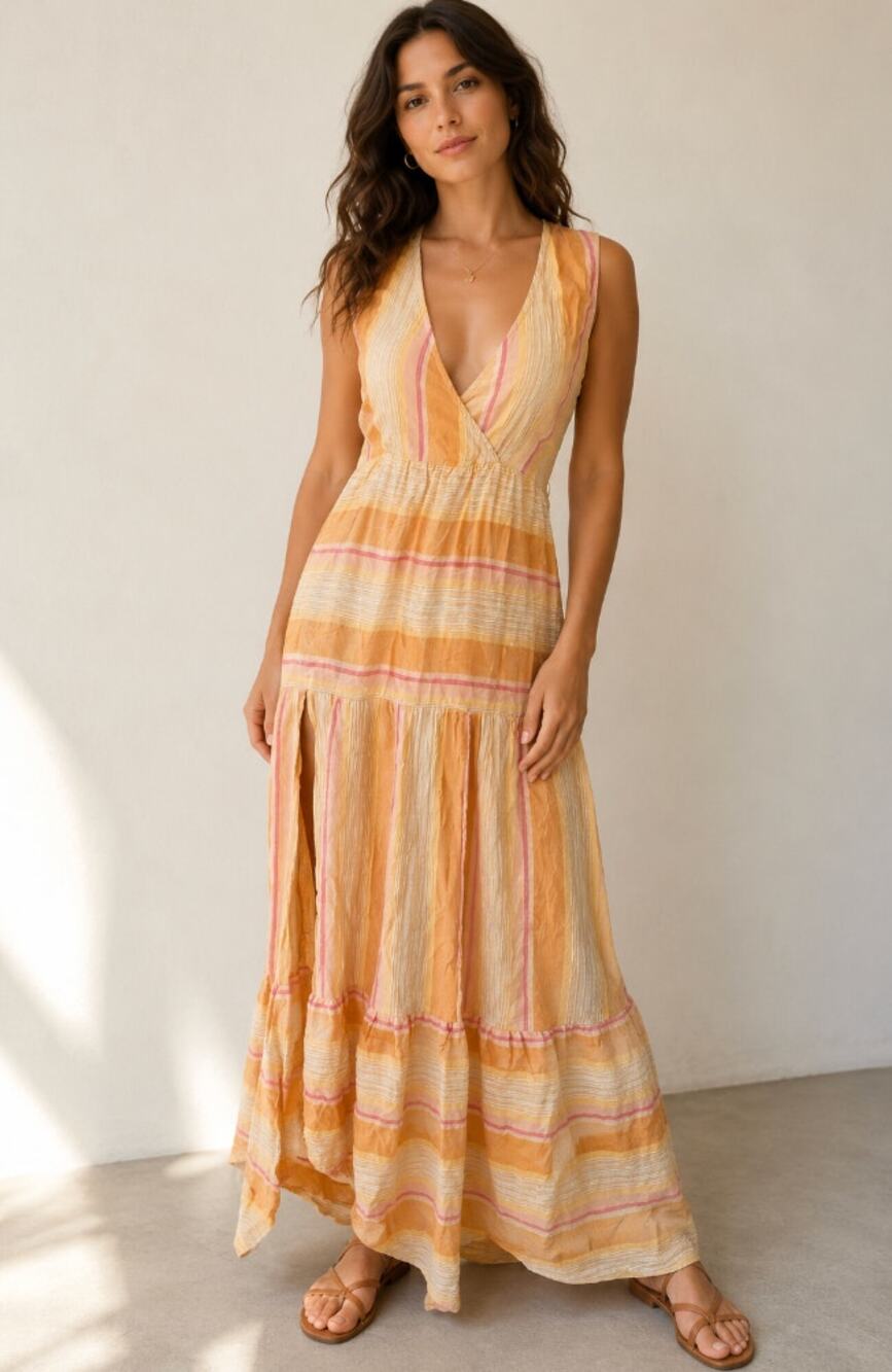 L*Space Clara Anthropologie Maxi Coverup Dress Yellow Small